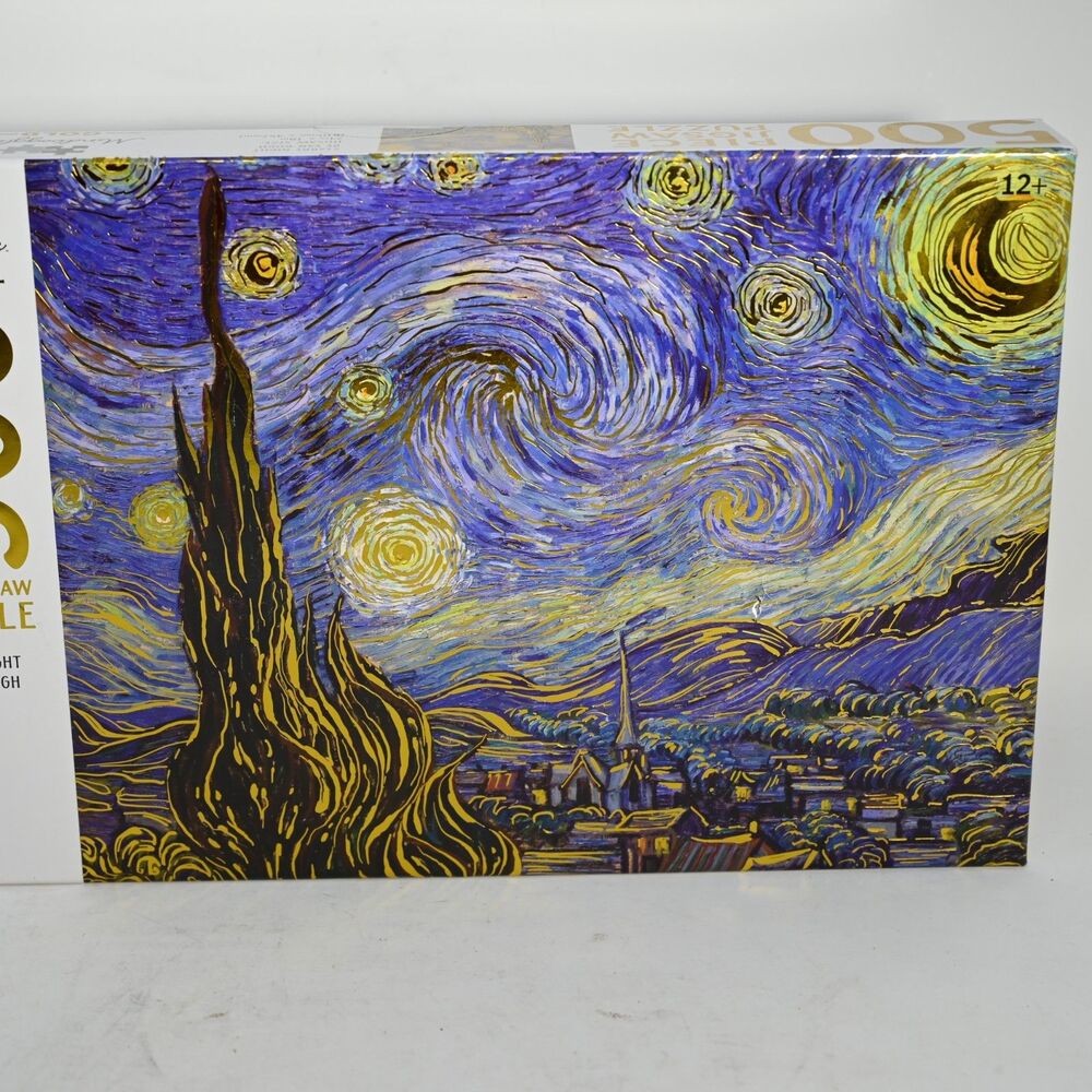 Van Gogh Starry Night 500 Piece Puzzle Mindbogglers Gold